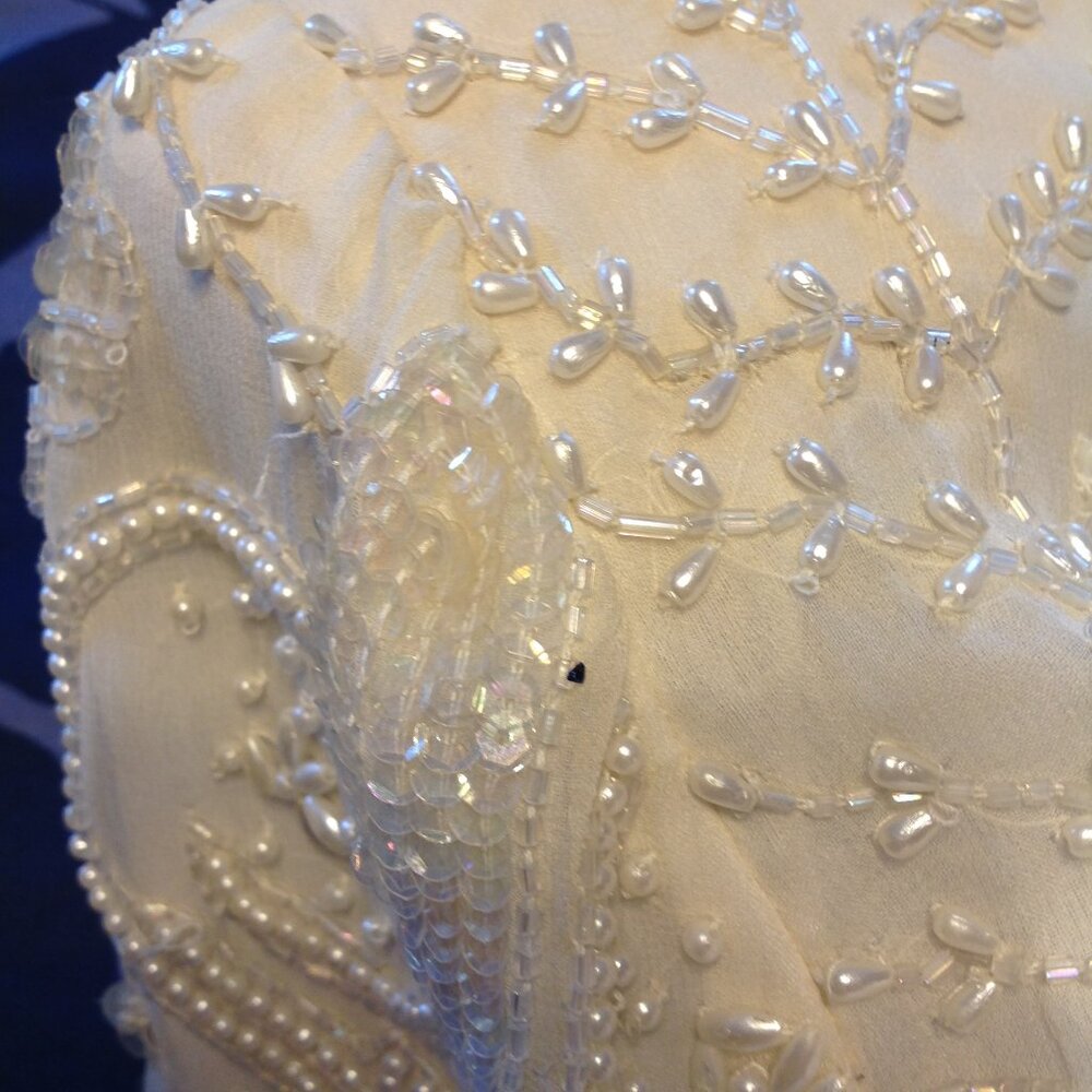 NWT Vintage Laurence Kazar Off White Creme Beaded Sequin Evening Jacket 1X - Picture 10 of 14